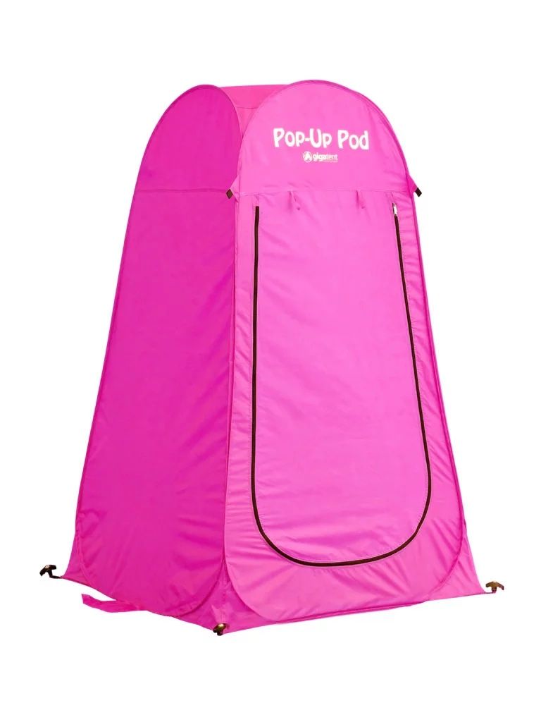 GigaTent 1-Person Pop Up Privacy Tent for Camping Changing Room, Portable Shower Station (Black) Pink -