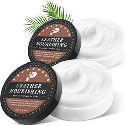 Leather Conditioner - 2 Pack Deep Conditioning Care for Leather Seats, Car Interior, Moisturizes & Protects Couch, Purses, Boots, Shoes & Furniture - 