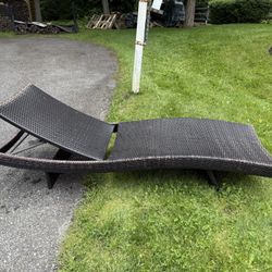 5 - Brown Wicker Chaise Lounge Outdoor Pool 
