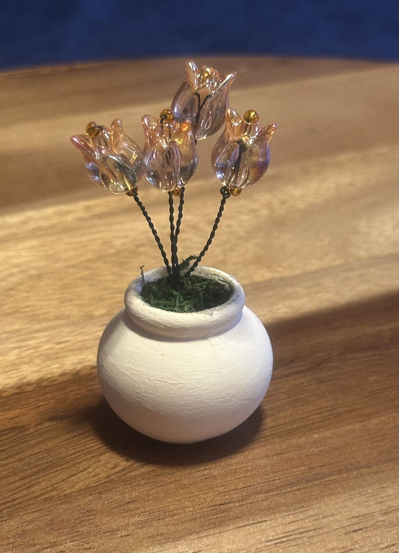 Handmade Miniature Beaded Flower In Pot
