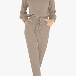 ANRABESS Women's Two Piece Outfits Sweater Lounge Sets Long Sleeve Zip Up Knit Pullover Jogger Pants Tracksuit Travel Outfits
