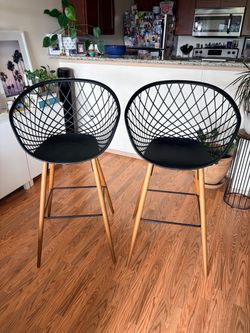 Set of CB2 Sidera Black Bar/Counter Stools