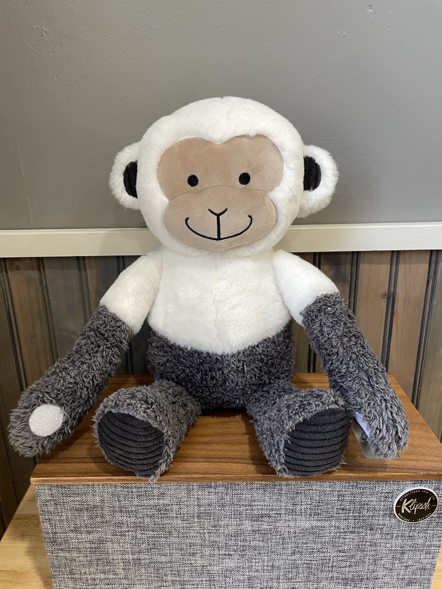 Lambs & Ivy Jungle Party White/Gray Plush Monkey Stuffed Animal Toy - Charlie