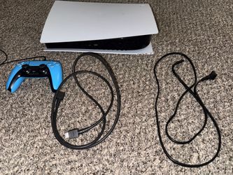 PS5 Digital Edition, Extra Storage 1TB WD_Black, Light Blue Controller, HDMI, Power Cable