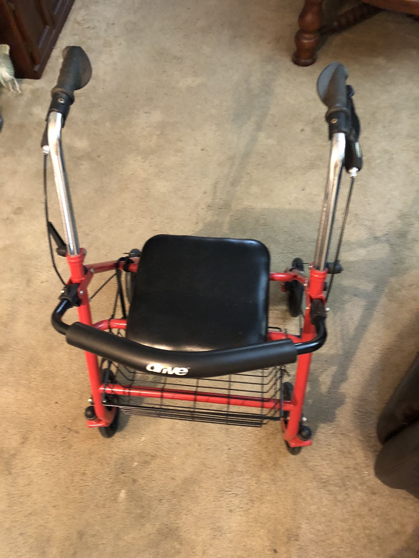 Four Wheel Rollator Rolling Walker with Fold Up Removable Back Support Red