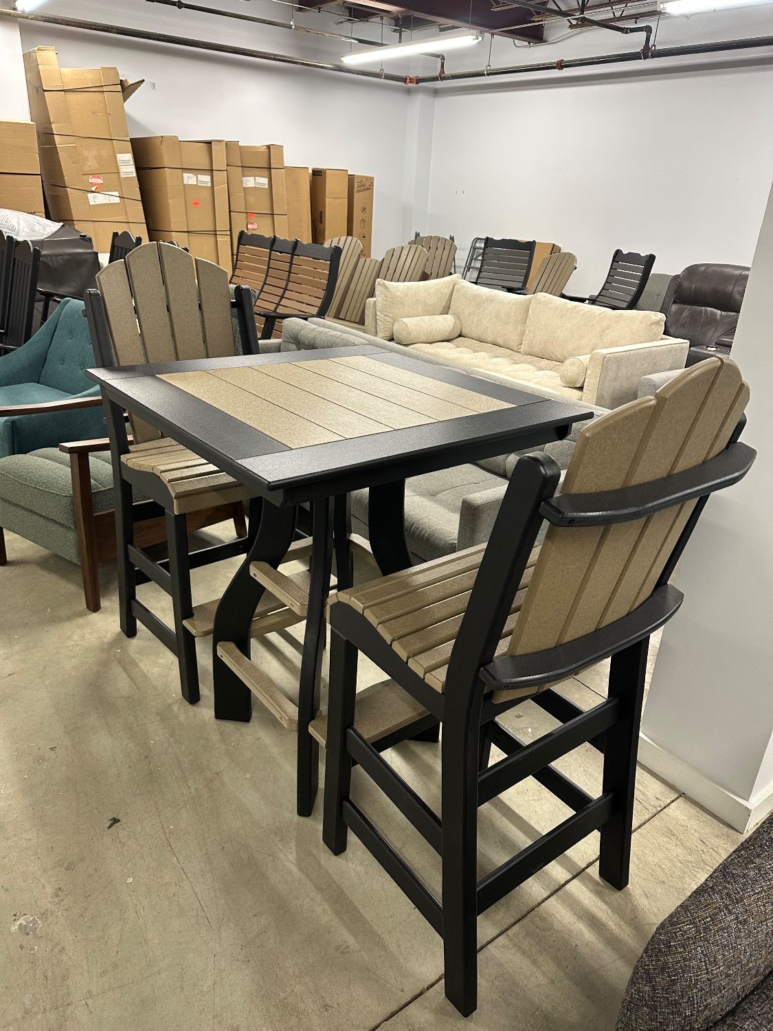 Amish Made Polywood Outdoor Bar HeightTable and Chairs - Delivery Available!