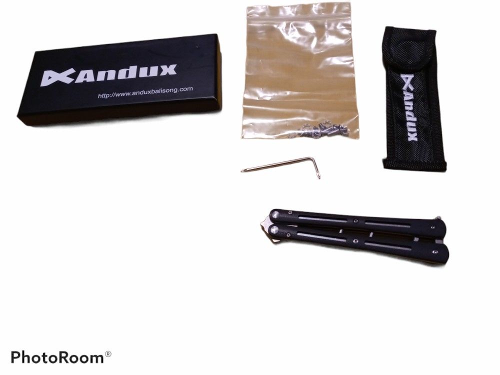 Andux Land Lightweight Stainless Steel Folding Training Knife with Replacement Screws.