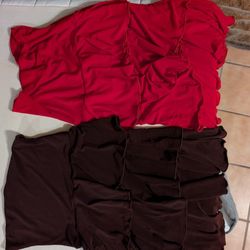 Two Matching Skirts, Red And Brown