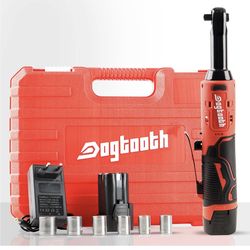 dogtooth Extended Cordless Electric Ratchet Wrench Set,40 Ft-Ibs, 300 RPM, Brushless, Variable Speed Trigger, 3/8" 16.8V Power Ratchet Tool Kit With 1