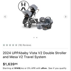 Uppa Baby Vista 2 Stroller & Travel system W/ Car Seat