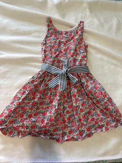 Polo Ralph Lauren Girls Floral Print Dress w/ Striped Sash Belt - Size 7