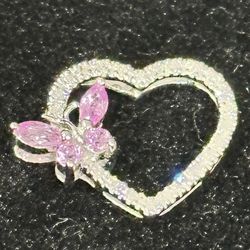 10k Diamonds White Gold heart Pendant 