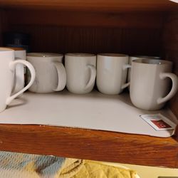 10 Mugs, 6 Glasses And Plates Saucers Pictured