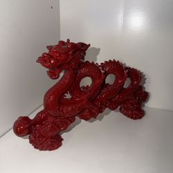 Red Chinese Dragon Resin Statue 