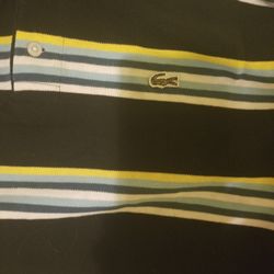 LACOSTE Long Sleeve Dress Shirt  Stripe 