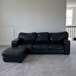 Genuine Leather Sofa With Matching Ottoman 4 Sale!