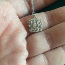 Sterling Silver 1/10 CT DIAMOND necklace 