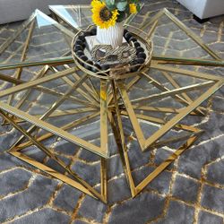 Modern Gold 5 Piece Coffee Table 