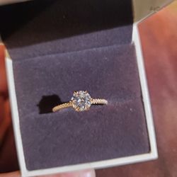 1ct Moissanite Diamond Sterling Silver 18k Gold Plated Wedding Engagement Ring 
