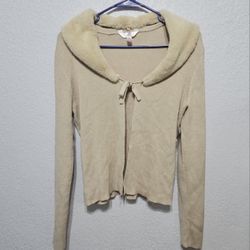 NWOT❗️No Boundaries Juniors' Faux Fur Collar Cardigan Sweater Size XXXL (21)