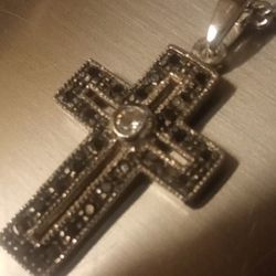 925 Black Diamond Cross Pendant 