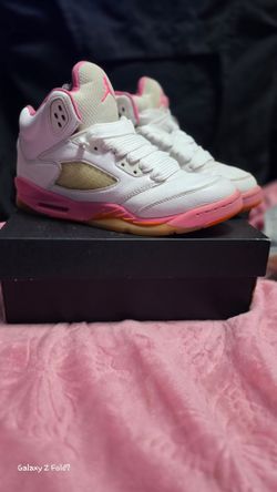 Air Jordan 5 White Pink High-Top Sneakers