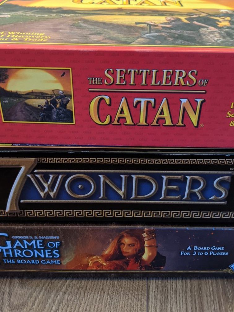 Board Game Lot - Catan 7 Wonders Game Of Thrones