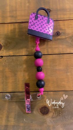 Louis Vuitton-Themed Badge Reel with Beads