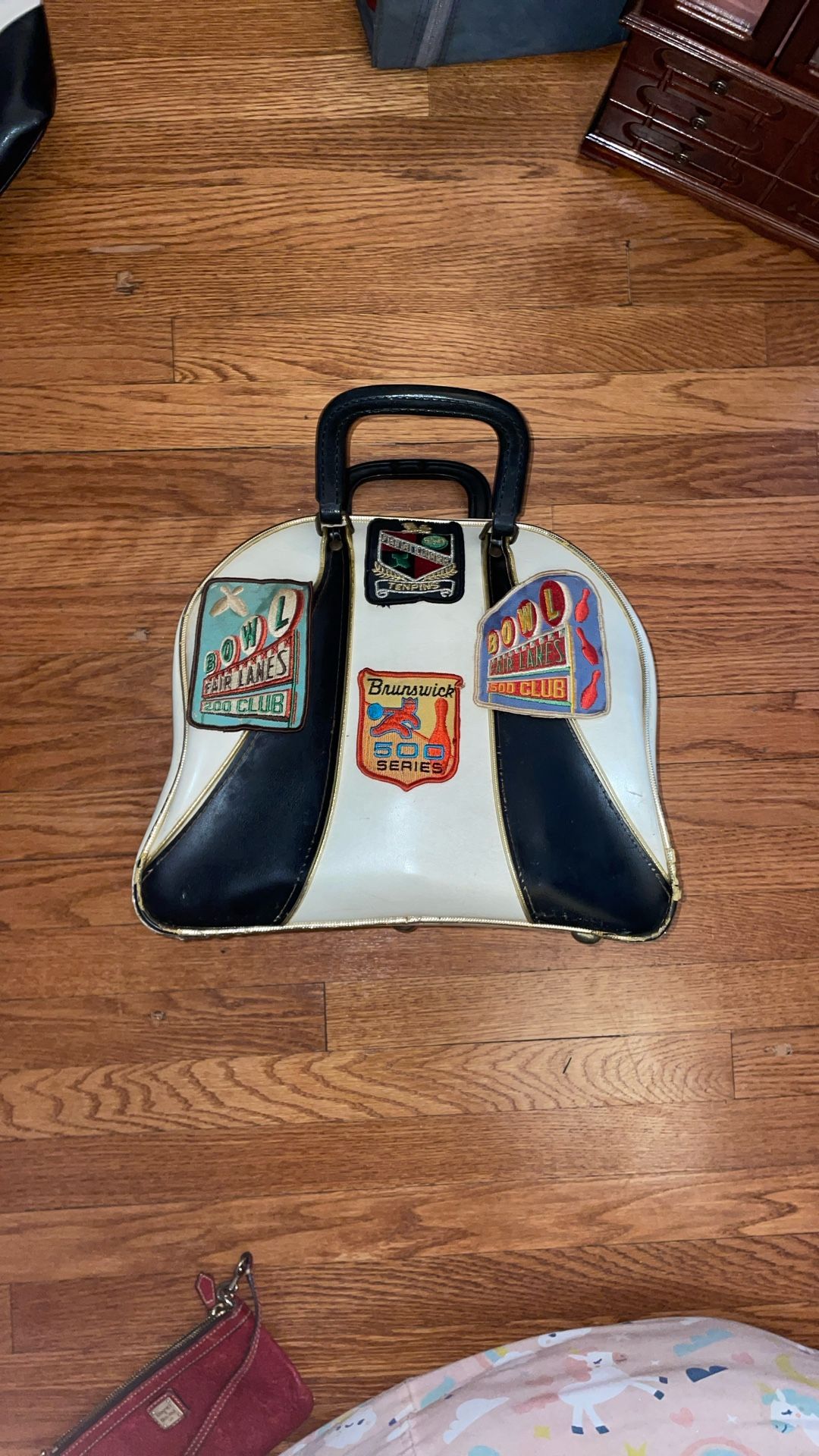 Brunswick vintage bowling bag + ball and shoes