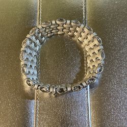 935 Sterling Silver/Wide-Basket Weave Twist Chain Bracelet