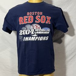 Vintage Boston Red Sox 2004 World Series Champions MLB Navy Blue T-Shirt Size L