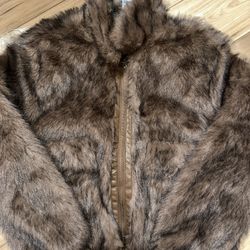 Cotton On Faux Fur Bomber Jacket Brown Size Mens Large BRAND NEW $120 Retail