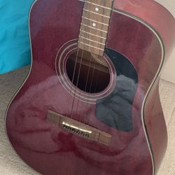 1998 Washburn Acoustic Guitar Wine Red