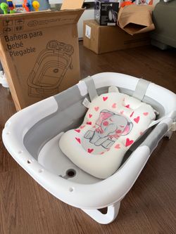 Foldable Baby Bathtub with Cushion Insert