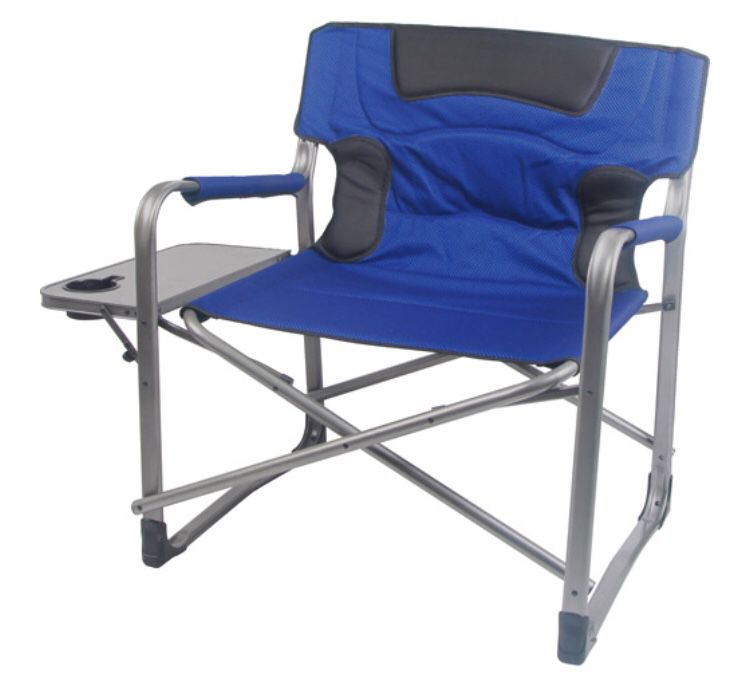 Ozark Trail XXL Folding Padded Director Chair with Side Table blue color j7-1655