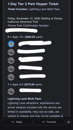 Disneyland tickets(4 Adult tickets left)