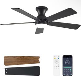 New 48”Ceiling Fan with Light& Remote Low Profile, Reversible, Dimmable LED, Flush Mount,DC Motor