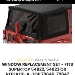 Bestop Premium Twill Soft Top Replacement Windows – Jeep Wrangler JK 4-Door (2007–2018) – Brand New