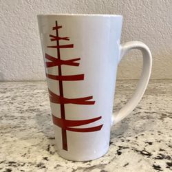 Starbucks Christmas Holiday Abstract Tree 16 oz Coffee Latte Tall Mug Cup Red White Ceramic 2012  