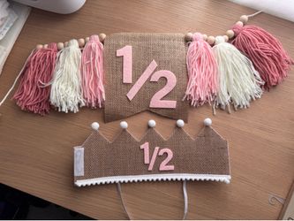 1/2 birthday tassel banner & crown