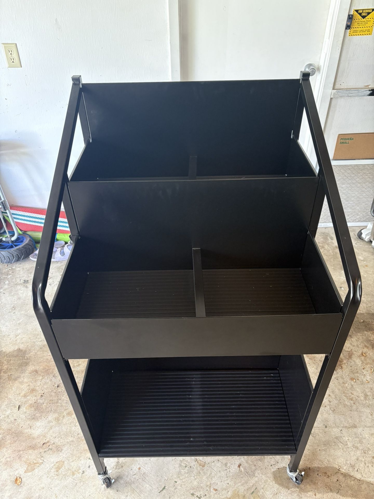 Black Vinyl Record Storage Cabinet with Casters