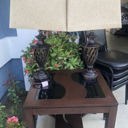 Two. Nice Lamps With Table.