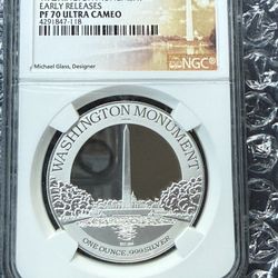 2015 1oz NGC PF70ULTRA CAMEO WASHINGTON MOMUMENT SILVER COIN 