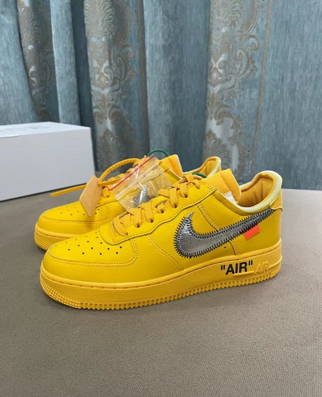 OFF-WHITE x Nike Air Force 1 "Lemonade" Co-Branded Model Trendy Low-Top Boardshorts Men's And Women's Yellow 