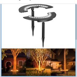 Solar Palm Tree Light, Wireless Landscape Warm White Tree Ring Uplight Solar Powered,12000 mAh & 32 LEDs Outdoor Yard Lighting, 3000K Solar Powered