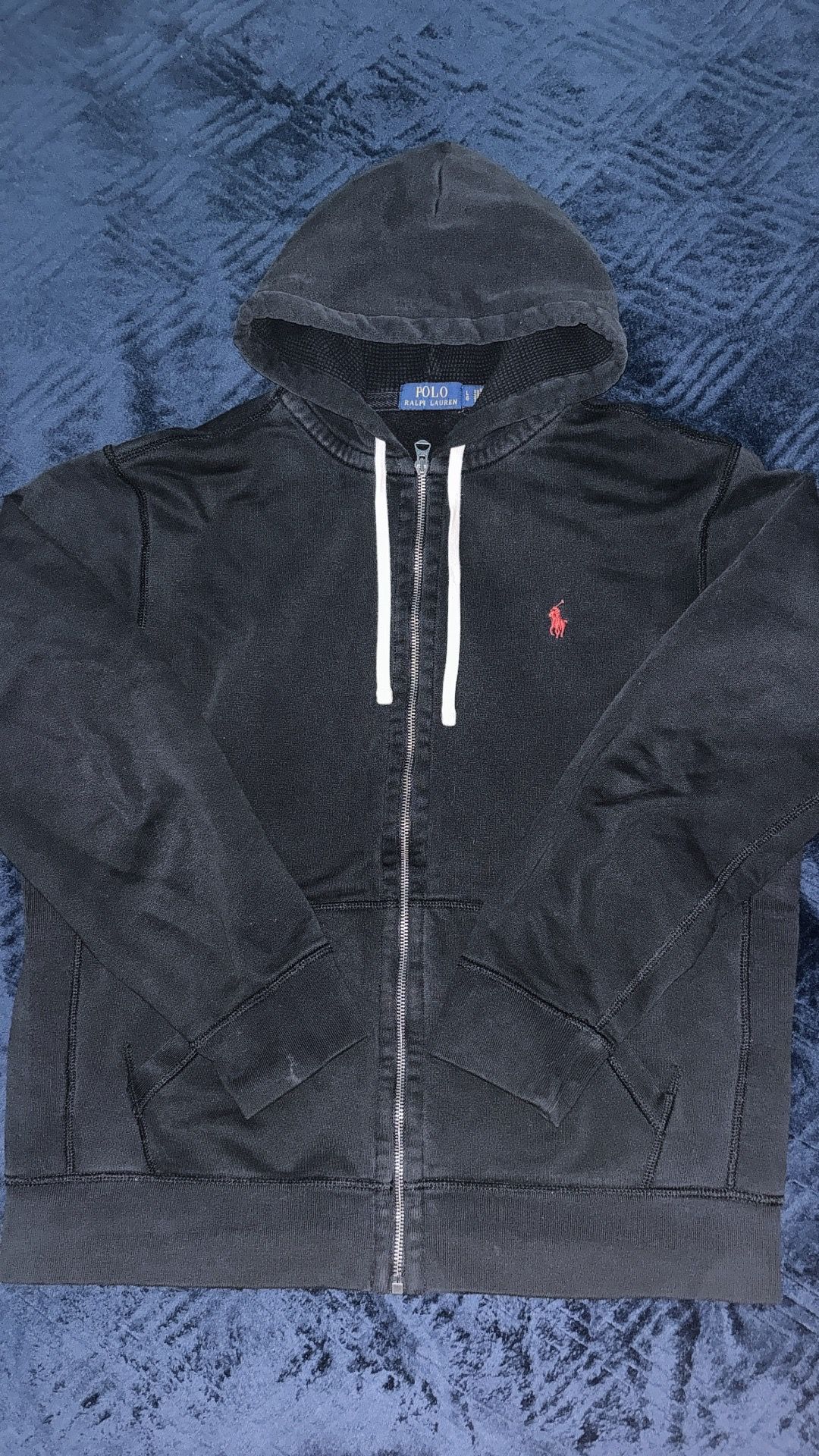 Black Polo Ralph Lauren Fleece Full-Zip Hoodie Men Large