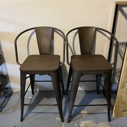 Two Industrial Looking Bar Stools