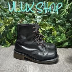 90s DR MARTENS 8304 Square Toe Black BOOTS UK 5 mens 6 womens 7 Made in England