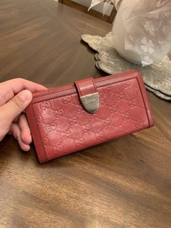 Gucci GG printed red leather wallet purse