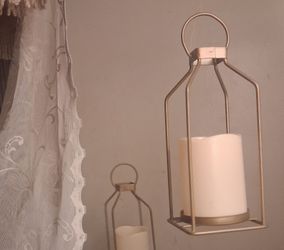 Gold - hanging candle holders